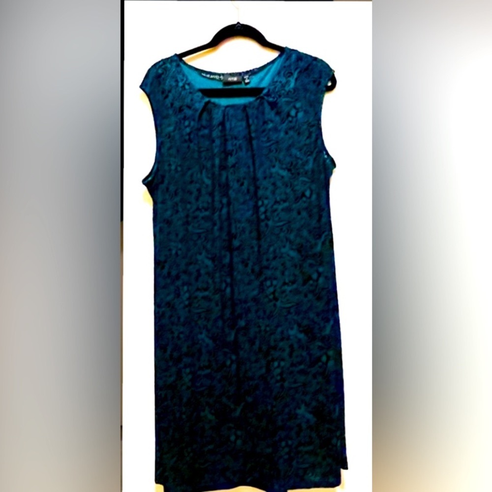 Women’s - APT 9 TankStyle Dress Dark Teal w Faux x Velvet Sz Woman’s 1X.🩶